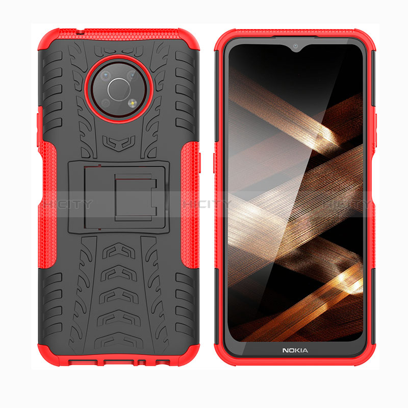 Coque Contour Silicone et Plastique Housse Etui Mat avec Support JX2 pour Nokia G300 5G Rouge Plus