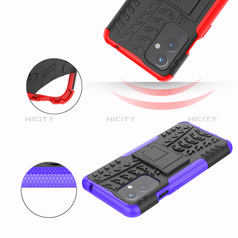 Coque Contour Silicone et Plastique Housse Etui Mat avec Support JX2 pour OnePlus 9 5G Plus