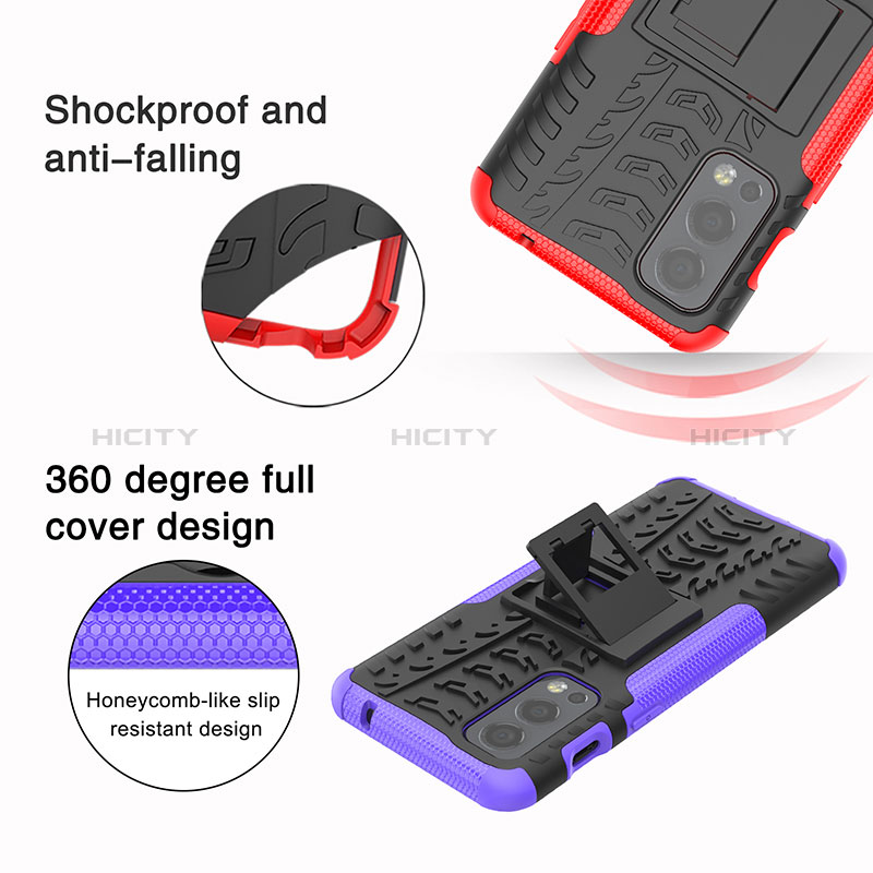 Coque Contour Silicone et Plastique Housse Etui Mat avec Support JX2 pour OnePlus Nord 2 5G Plus