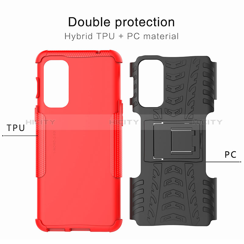 Coque Contour Silicone et Plastique Housse Etui Mat avec Support JX2 pour OnePlus Nord 2 5G Plus