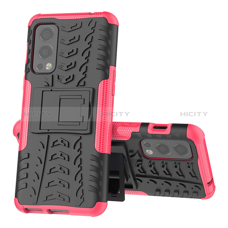 Coque Contour Silicone et Plastique Housse Etui Mat avec Support JX2 pour OnePlus Nord 2 5G Plus