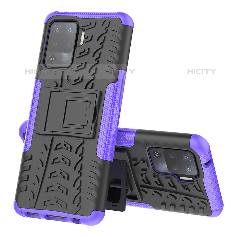 Coque Contour Silicone et Plastique Housse Etui Mat avec Support JX2 pour Oppo A94 4G Violet Plus