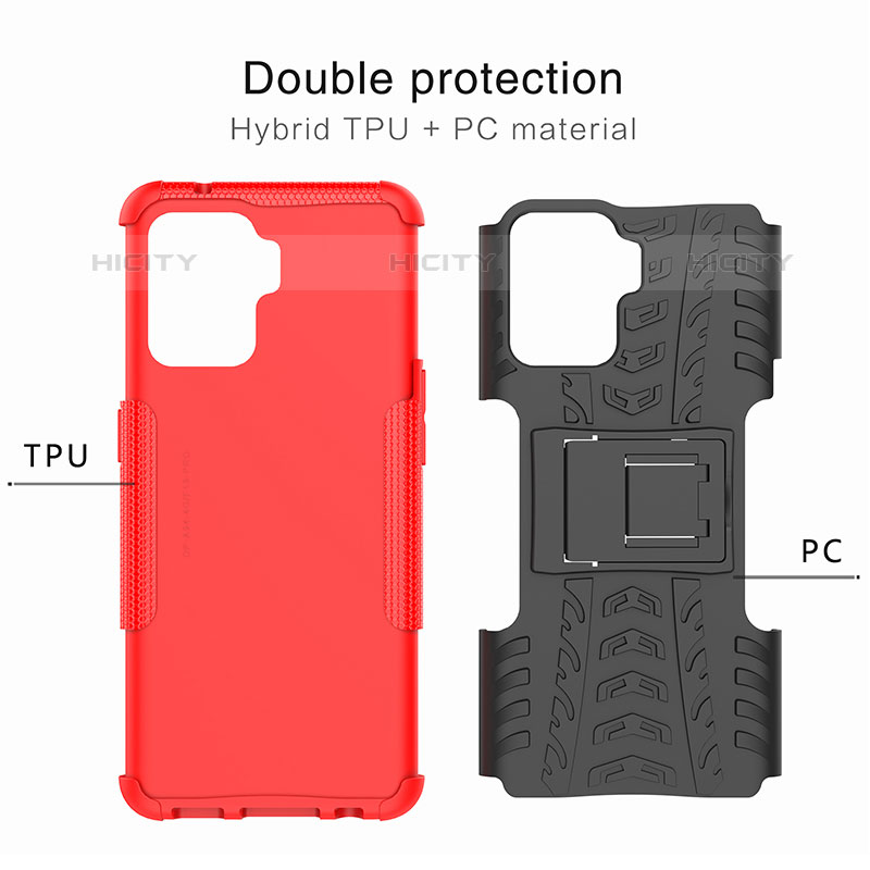 Coque Contour Silicone et Plastique Housse Etui Mat avec Support JX2 pour Oppo F19 Pro Plus