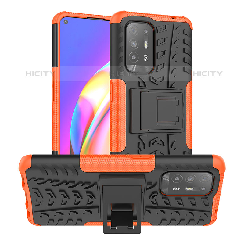 Coque Contour Silicone et Plastique Housse Etui Mat avec Support JX2 pour Oppo F19 Pro+ Plus 5G Plus