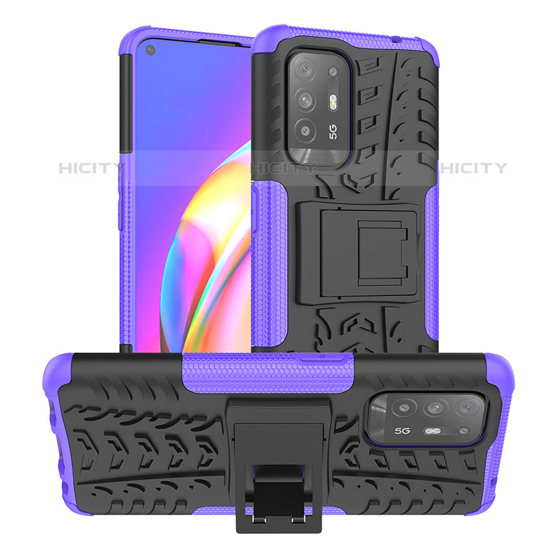 Coque Contour Silicone et Plastique Housse Etui Mat avec Support JX2 pour Oppo F19 Pro+ Plus 5G Violet Plus