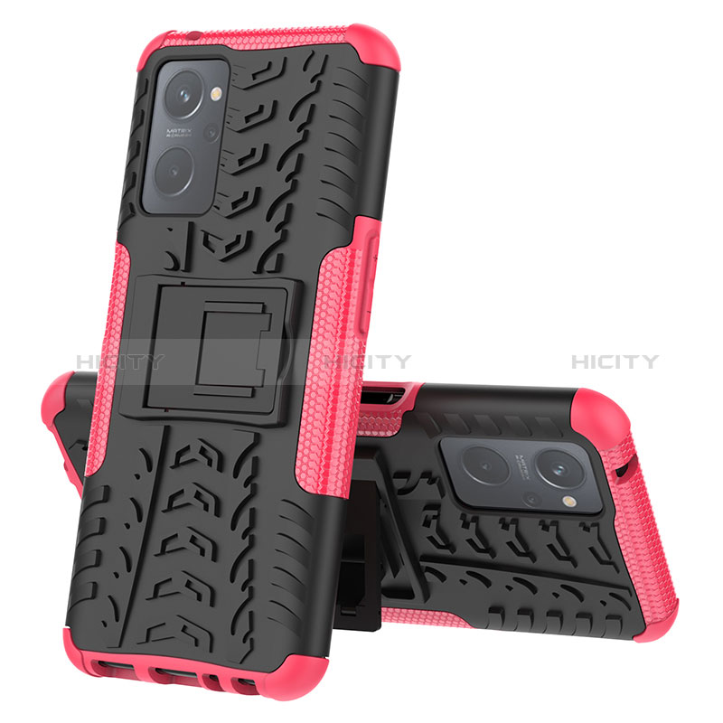 Coque Contour Silicone et Plastique Housse Etui Mat avec Support JX2 pour Oppo K10 4G Rose Rouge Plus