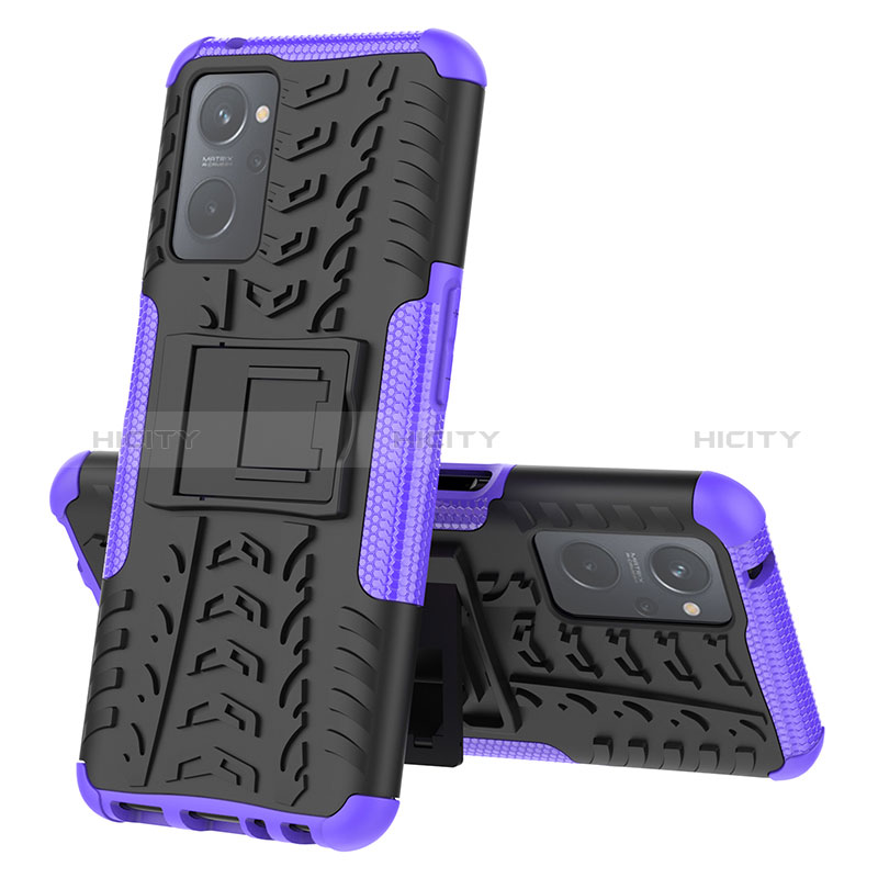 Coque Contour Silicone et Plastique Housse Etui Mat avec Support JX2 pour Oppo K10 4G Violet Plus