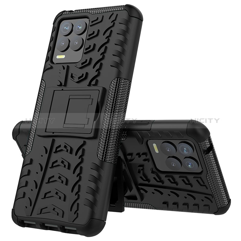 Coque Contour Silicone et Plastique Housse Etui Mat avec Support JX2 pour Realme 8 Pro Plus