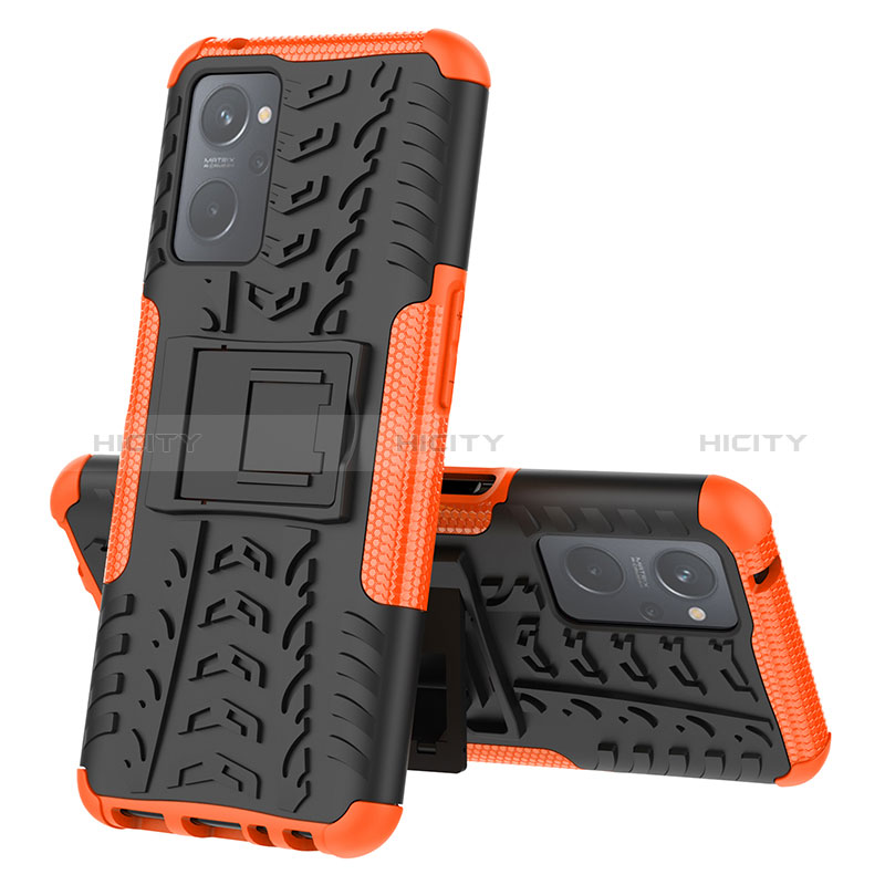 Coque Contour Silicone et Plastique Housse Etui Mat avec Support JX2 pour Realme 9i 4G Orange Plus