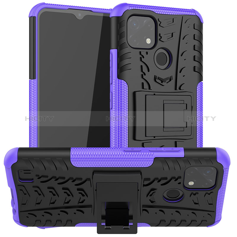 Coque Contour Silicone et Plastique Housse Etui Mat avec Support JX2 pour Realme C20 Plus