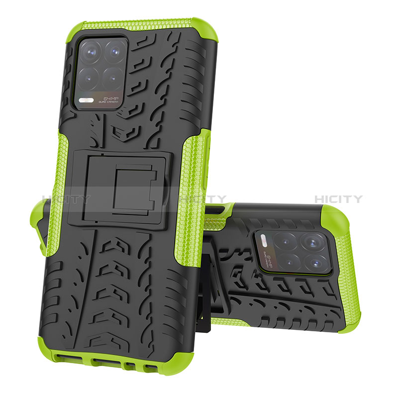 Coque Contour Silicone et Plastique Housse Etui Mat avec Support JX2 pour Realme Narzo 50 4G Vert Plus