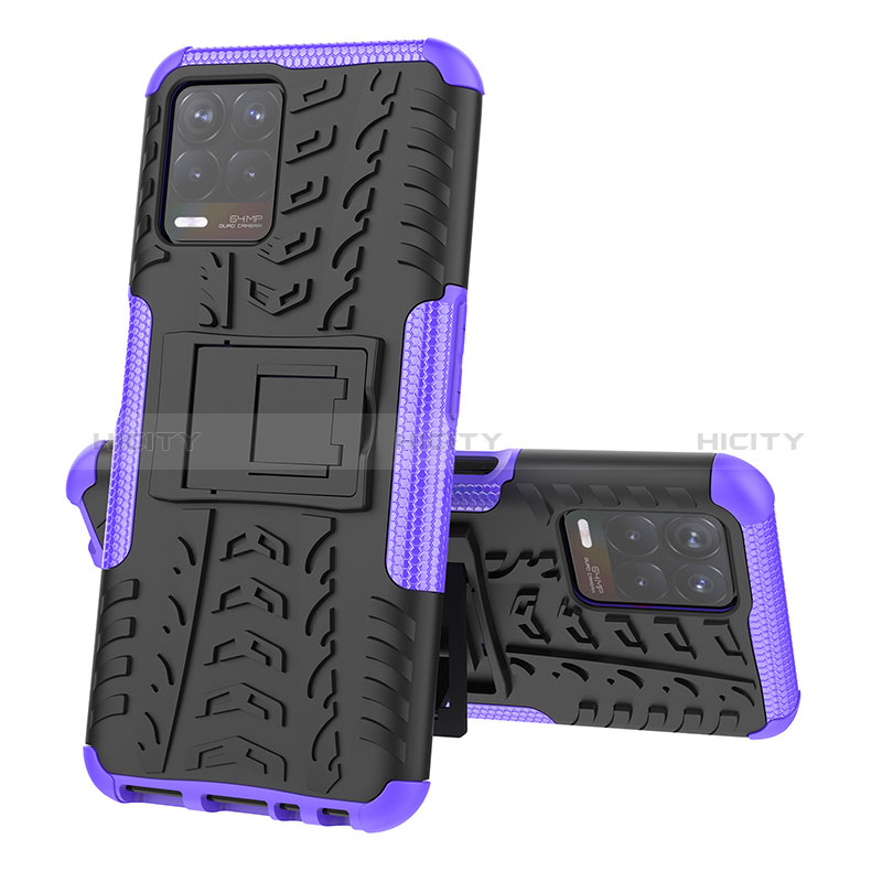 Coque Contour Silicone et Plastique Housse Etui Mat avec Support JX2 pour Realme Narzo 50 4G Violet Plus