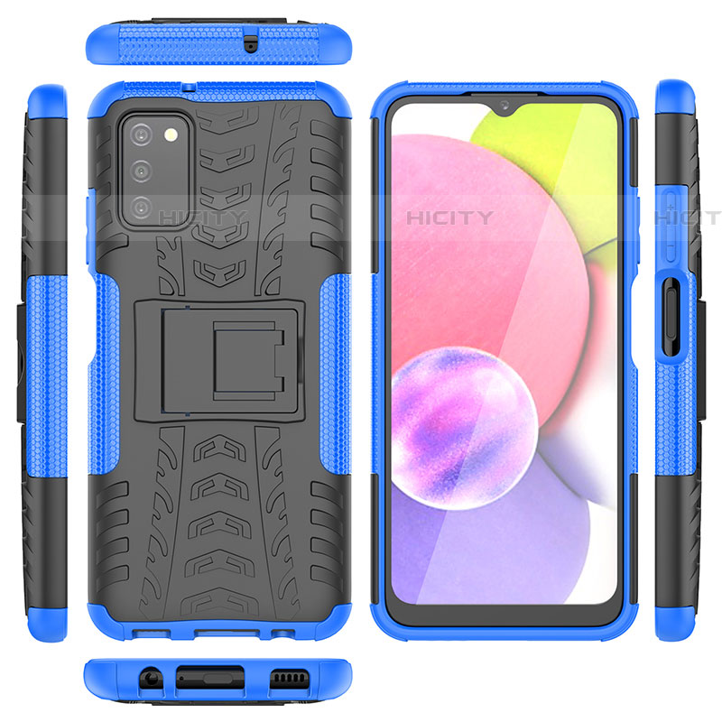 Coque Contour Silicone et Plastique Housse Etui Mat avec Support JX2 pour Samsung Galaxy A03s Plus