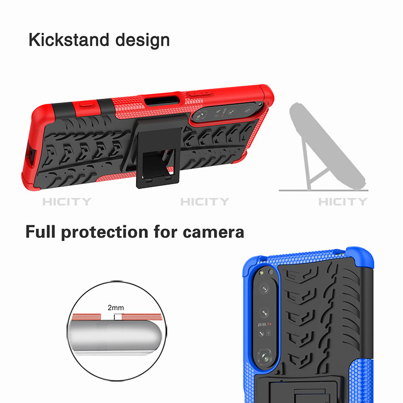 Coque Contour Silicone et Plastique Housse Etui Mat avec Support JX2 pour Sony Xperia 1 IV Plus