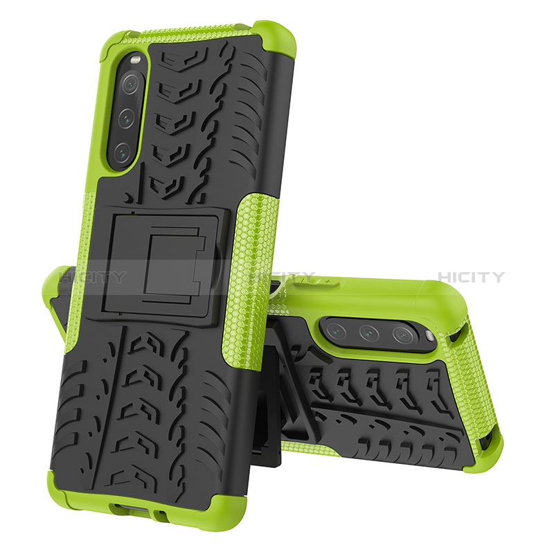 Coque Contour Silicone et Plastique Housse Etui Mat avec Support JX2 pour Sony Xperia 10 IV SO-52C Vert Plus