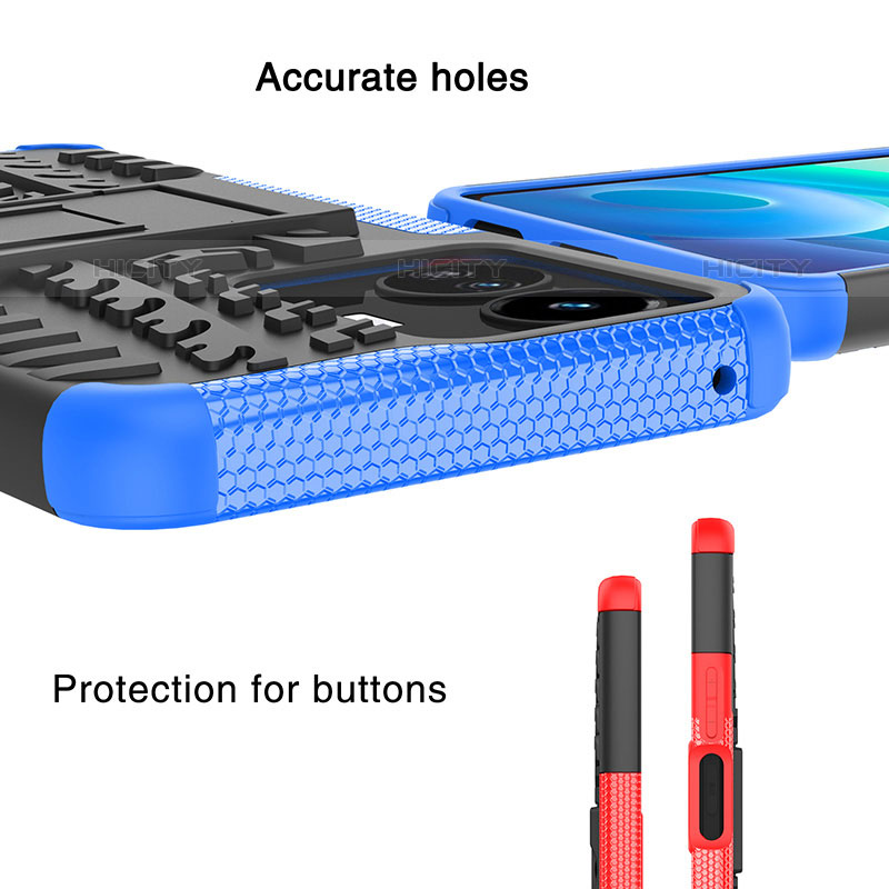 Coque Contour Silicone et Plastique Housse Etui Mat avec Support JX2 pour Vivo iQOO Z6 Lite 5G Plus