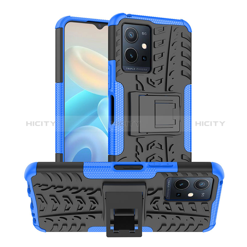 Coque Contour Silicone et Plastique Housse Etui Mat avec Support JX2 pour Vivo Y30 5G Plus