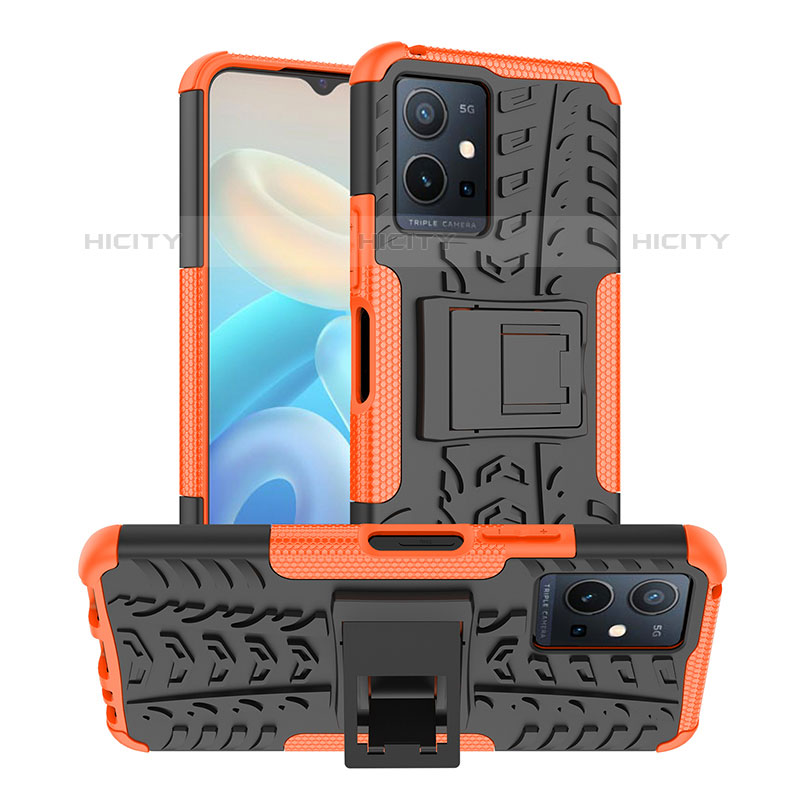 Coque Contour Silicone et Plastique Housse Etui Mat avec Support JX2 pour Vivo Y55 5G Plus