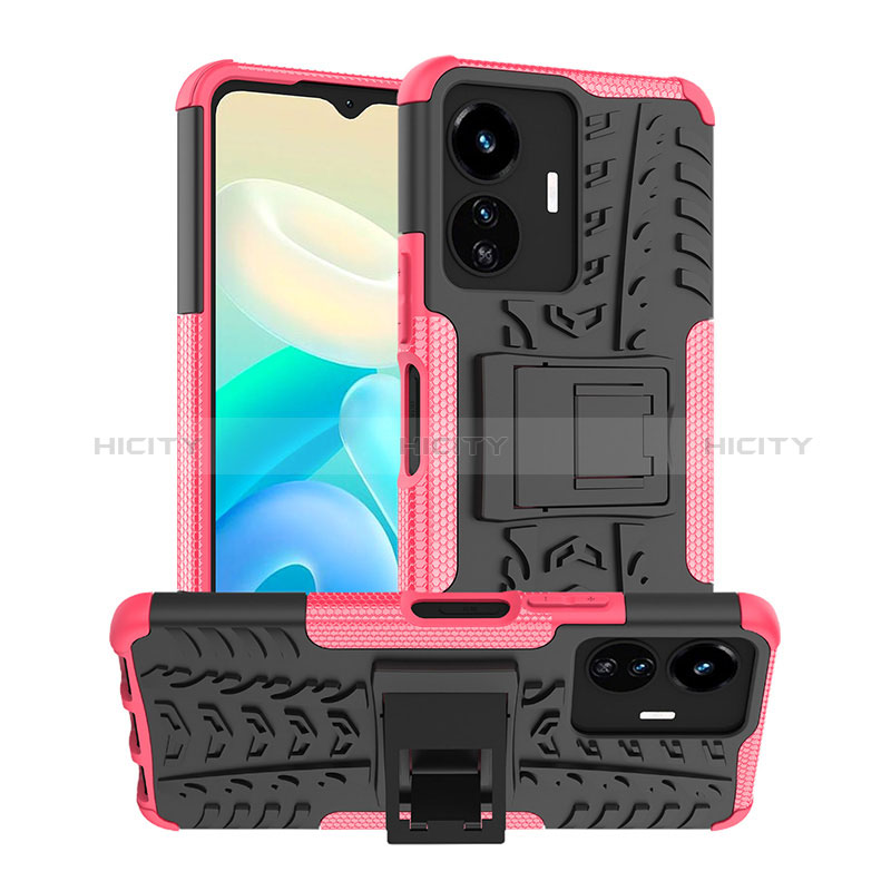 Coque Contour Silicone et Plastique Housse Etui Mat avec Support JX2 pour Vivo Y77 5G Plus