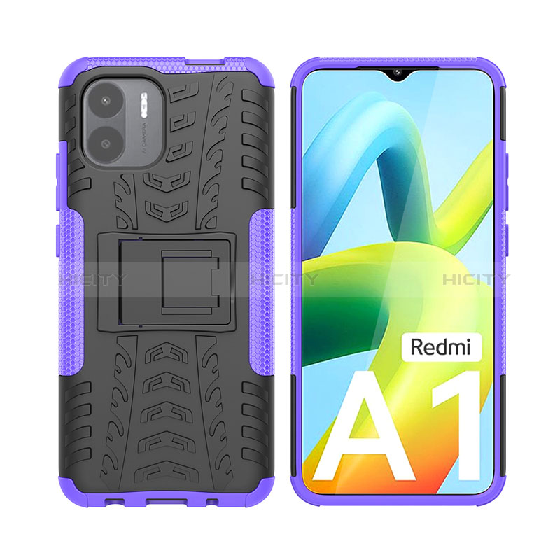 Coque Contour Silicone et Plastique Housse Etui Mat avec Support JX2 pour Xiaomi Poco C50 Violet Plus