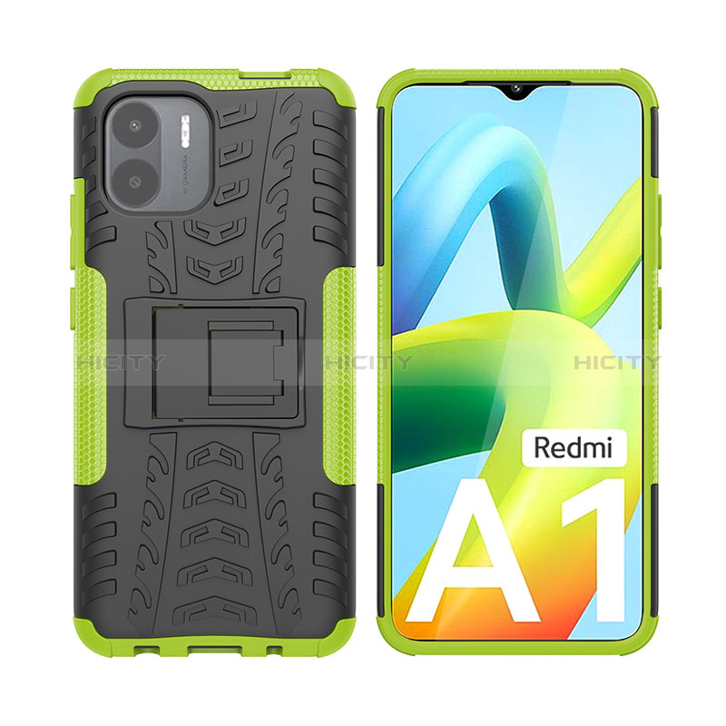 Coque Contour Silicone et Plastique Housse Etui Mat avec Support JX2 pour Xiaomi Poco C51 Vert Plus