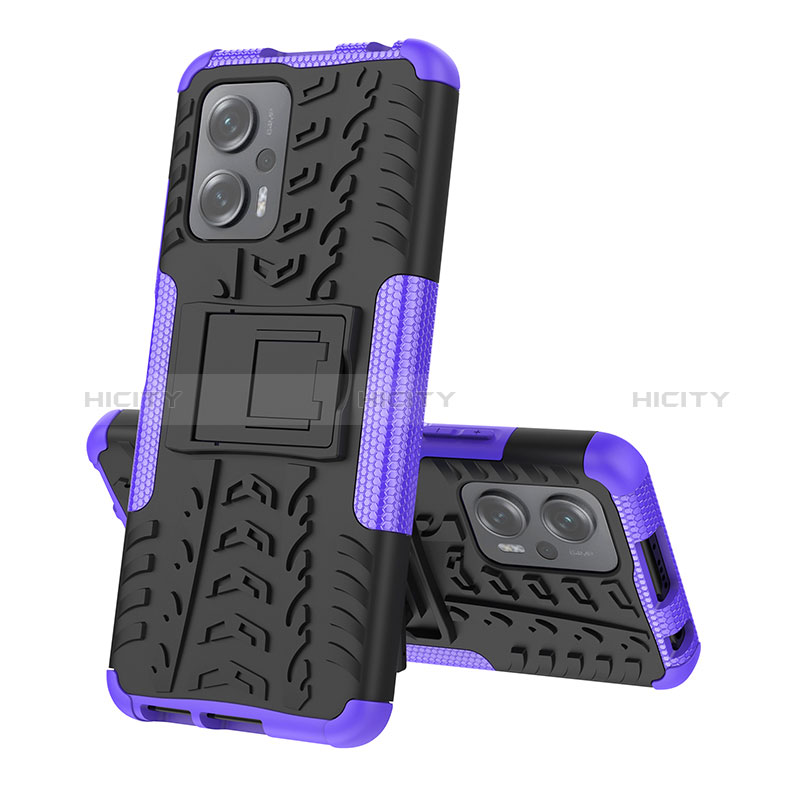 Coque Contour Silicone et Plastique Housse Etui Mat avec Support JX2 pour Xiaomi Poco X4 GT 5G Violet Plus