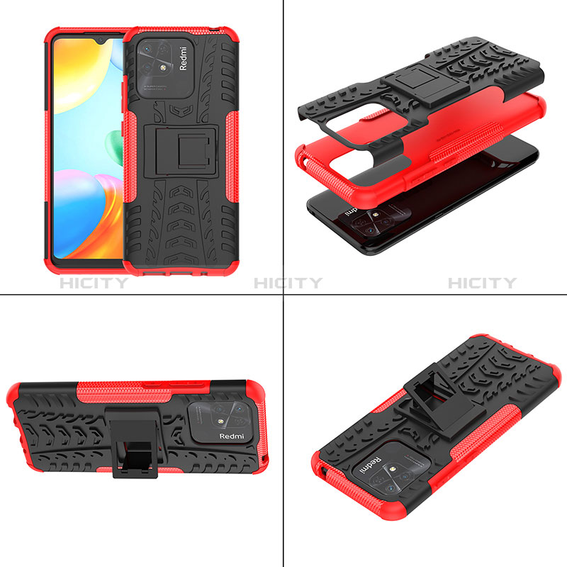 Coque Contour Silicone et Plastique Housse Etui Mat avec Support JX2 pour Xiaomi Redmi 10C 4G Plus