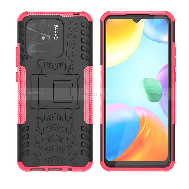 Coque Contour Silicone et Plastique Housse Etui Mat avec Support JX2 pour Xiaomi Redmi 10C 4G Plus