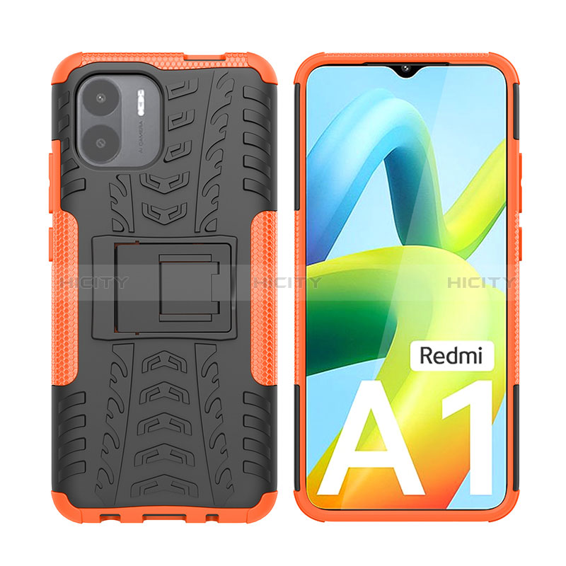 Coque Contour Silicone et Plastique Housse Etui Mat avec Support JX2 pour Xiaomi Redmi A2 Orange Plus