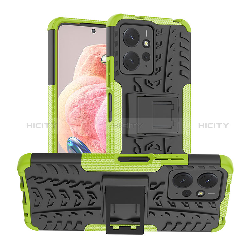 Coque Contour Silicone et Plastique Housse Etui Mat avec Support JX2 pour Xiaomi Redmi Note 12 4G Vert Plus