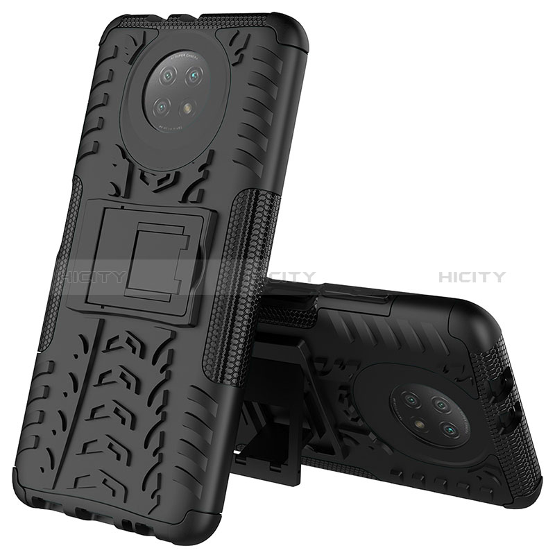 Coque Contour Silicone et Plastique Housse Etui Mat avec Support JX2 pour Xiaomi Redmi Note 9 5G Noir Plus