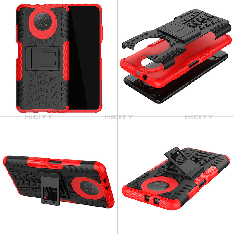 Coque Contour Silicone et Plastique Housse Etui Mat avec Support JX2 pour Xiaomi Redmi Note 9 5G Plus