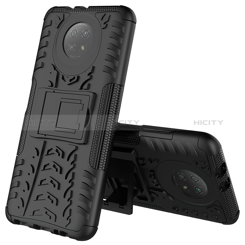 Coque Contour Silicone et Plastique Housse Etui Mat avec Support JX2 pour Xiaomi Redmi Note 9T 5G Noir Plus