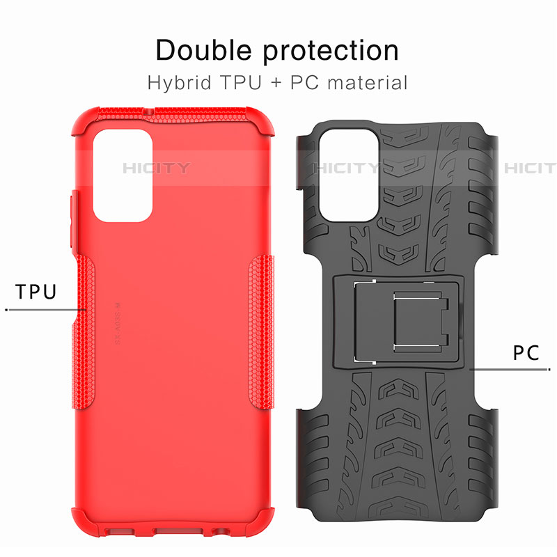 Coque Contour Silicone et Plastique Housse Etui Mat avec Support JX3 pour Samsung Galaxy A03s Plus