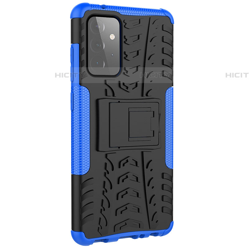 Coque Contour Silicone et Plastique Housse Etui Mat avec Support JX3 pour Samsung Galaxy A72 4G Bleu Plus