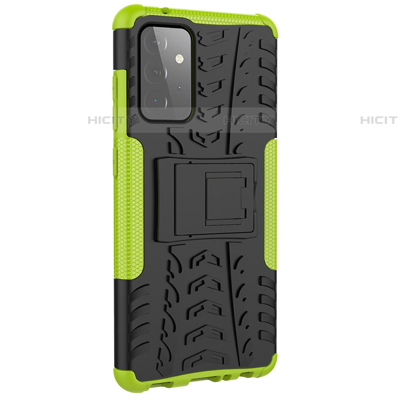 Coque Contour Silicone et Plastique Housse Etui Mat avec Support JX3 pour Samsung Galaxy A72 4G Vert Plus