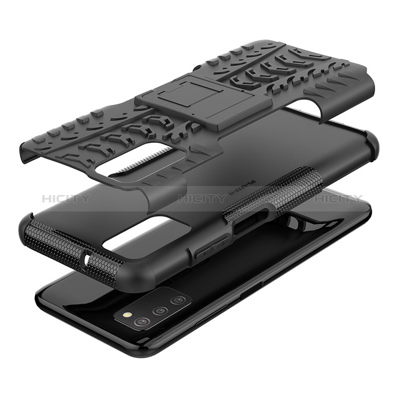 Coque Contour Silicone et Plastique Housse Etui Mat avec Support JX4 pour Samsung Galaxy A02s Plus