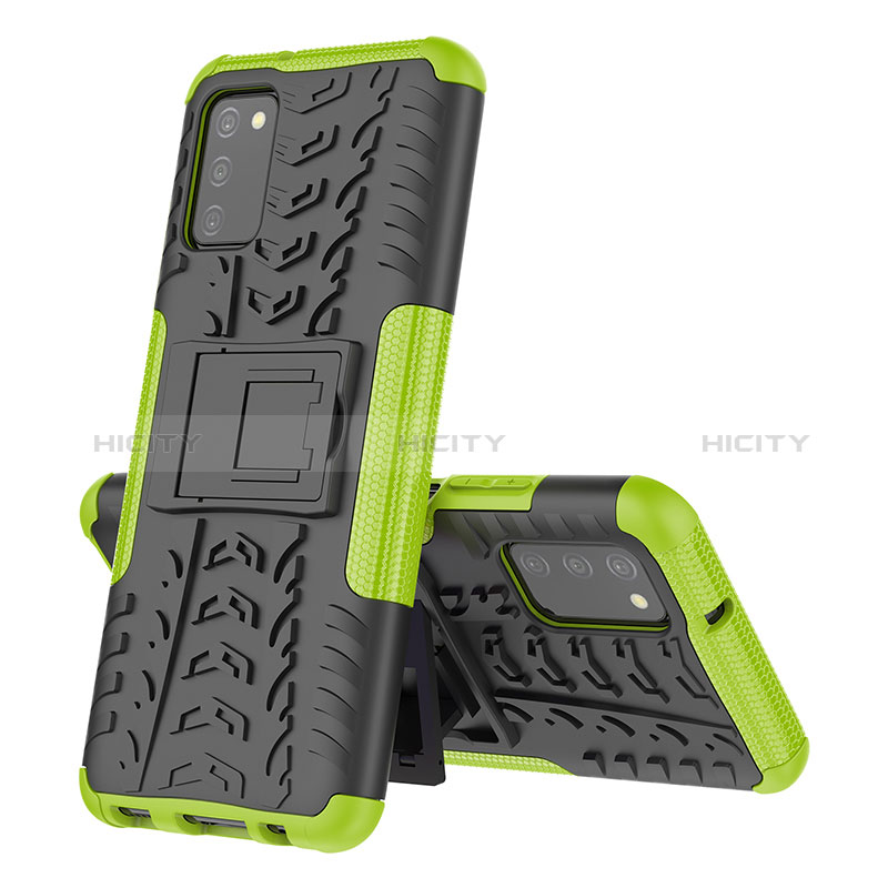 Coque Contour Silicone et Plastique Housse Etui Mat avec Support JX4 pour Samsung Galaxy A02s Vert Plus