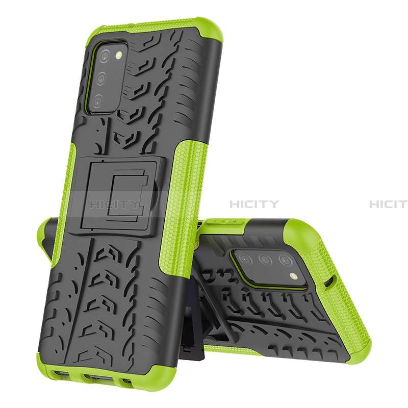 Coque Contour Silicone et Plastique Housse Etui Mat avec Support JX4 pour Samsung Galaxy F02S SM-E025F Vert Plus