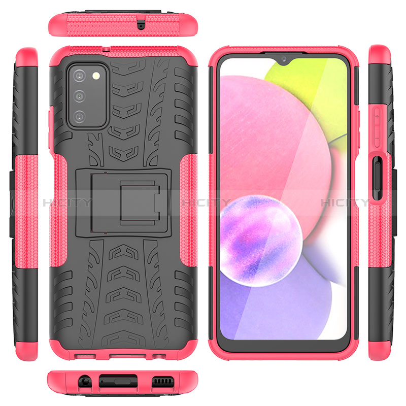 Coque Contour Silicone et Plastique Housse Etui Mat avec Support JX5 pour Samsung Galaxy A02s Rose Rouge Plus