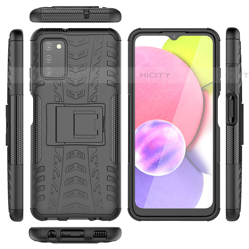 Coque Contour Silicone et Plastique Housse Etui Mat avec Support JX5 pour Samsung Galaxy A03s Plus