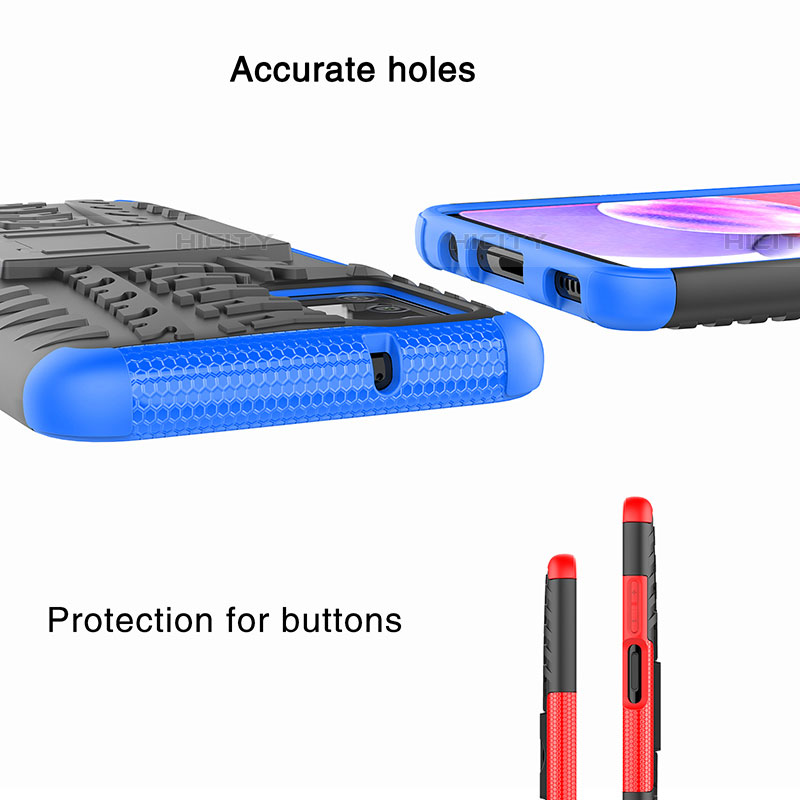 Coque Contour Silicone et Plastique Housse Etui Mat avec Support JX5 pour Samsung Galaxy A03s Plus