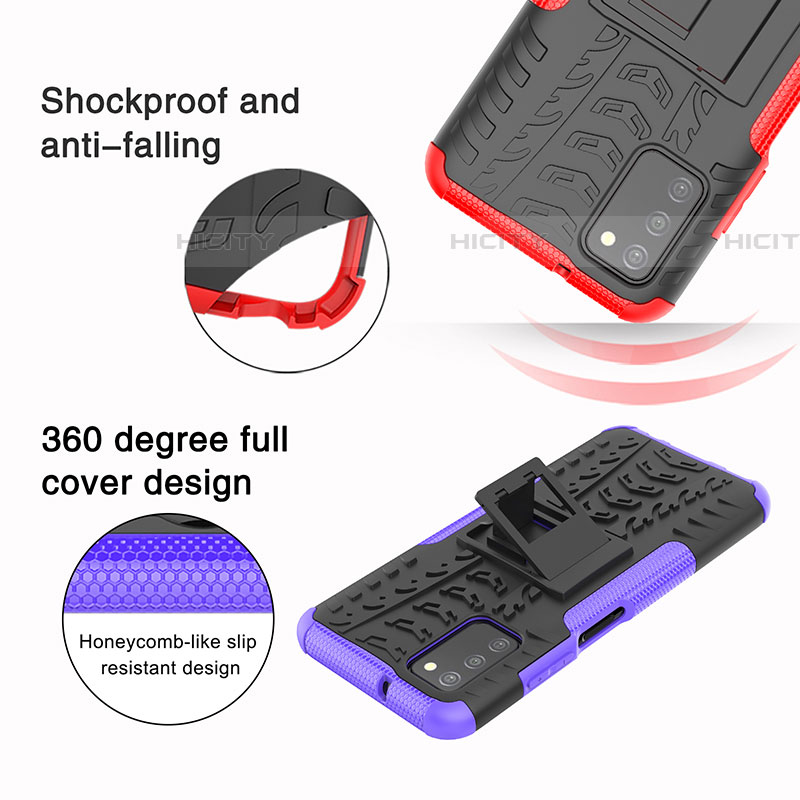 Coque Contour Silicone et Plastique Housse Etui Mat avec Support JX5 pour Samsung Galaxy A03s Plus