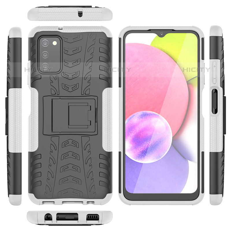 Coque Contour Silicone et Plastique Housse Etui Mat avec Support JX5 pour Samsung Galaxy M02s Argent Plus