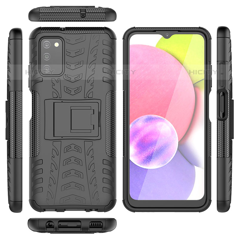 Coque Contour Silicone et Plastique Housse Etui Mat avec Support JX5 pour Samsung Galaxy M02s Noir Plus