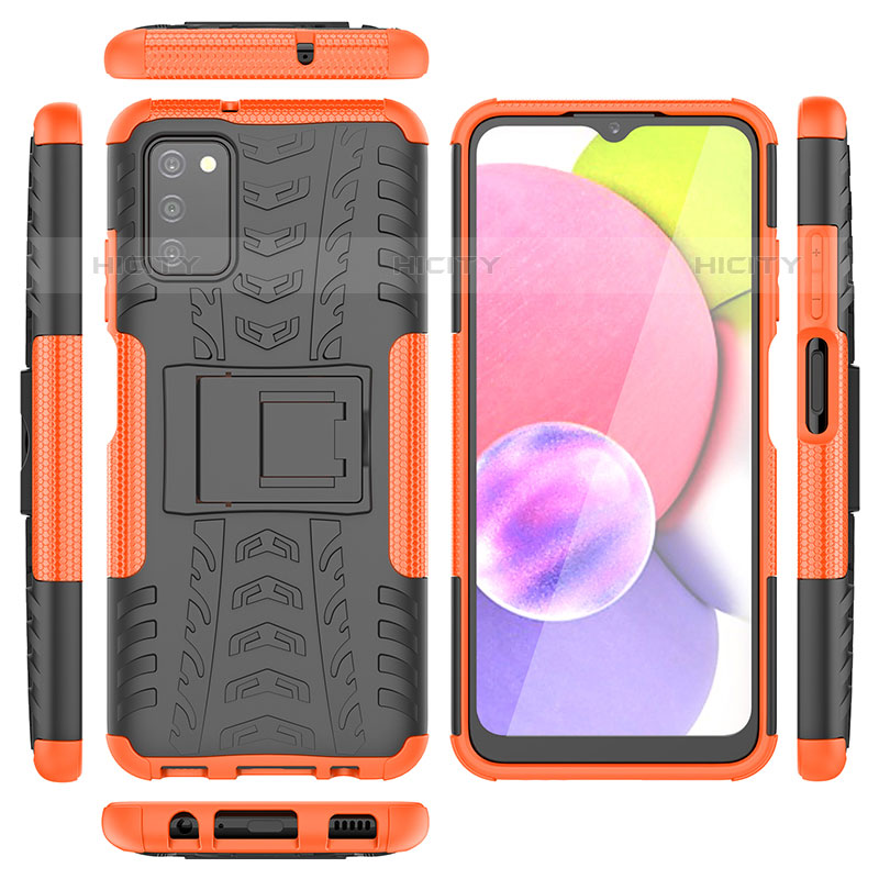 Coque Contour Silicone et Plastique Housse Etui Mat avec Support JX5 pour Samsung Galaxy M02s Orange Plus