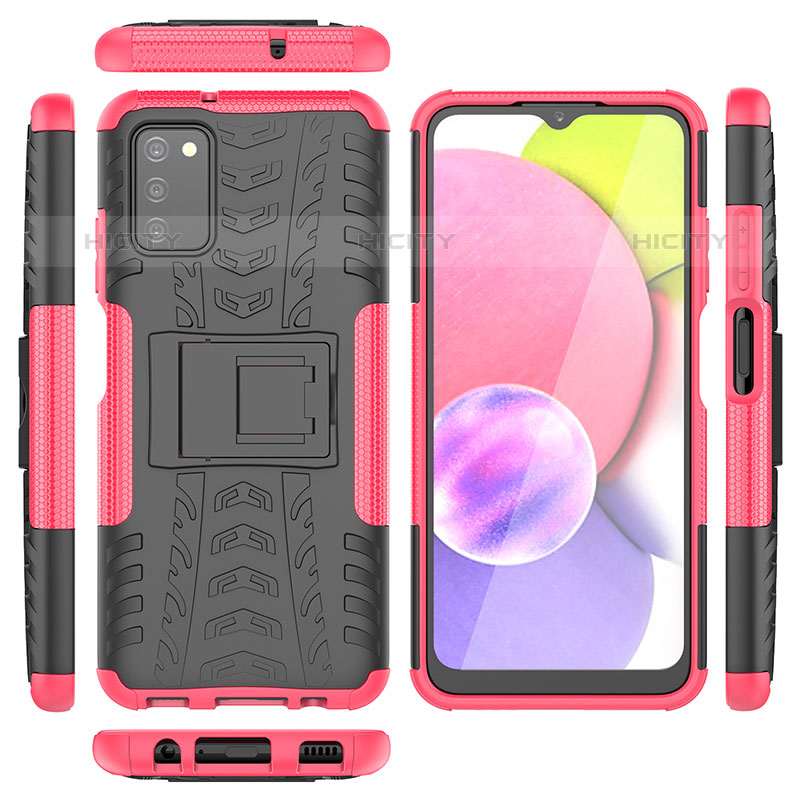 Coque Contour Silicone et Plastique Housse Etui Mat avec Support JX5 pour Samsung Galaxy M02s Rose Rouge Plus