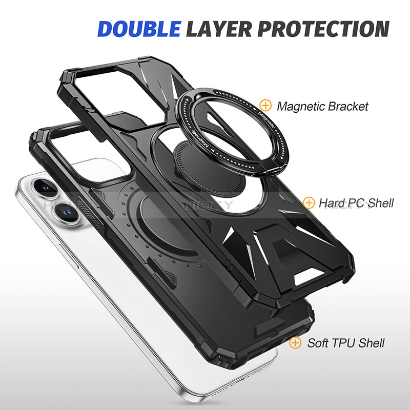 Coque Contour Silicone et Plastique Housse Etui Mat avec Support K02C pour Apple iPhone 14 Pro Max Plus