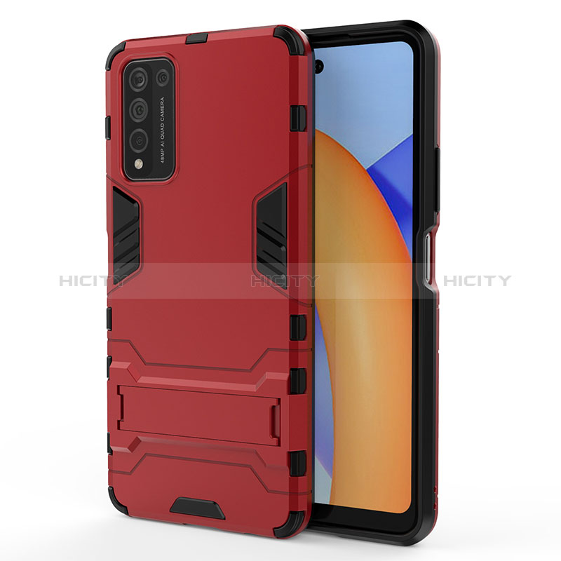 Coque Contour Silicone et Plastique Housse Etui Mat avec Support KC1 pour Huawei Honor 10X Lite Rouge Plus