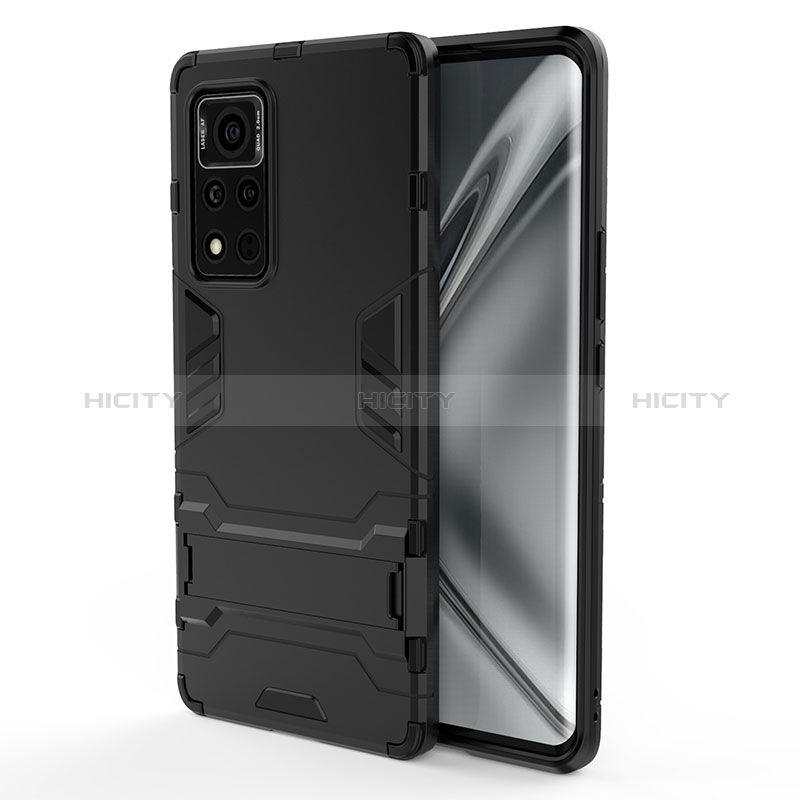 Coque Contour Silicone et Plastique Housse Etui Mat avec Support KC1 pour Huawei Honor V40 5G Noir Plus